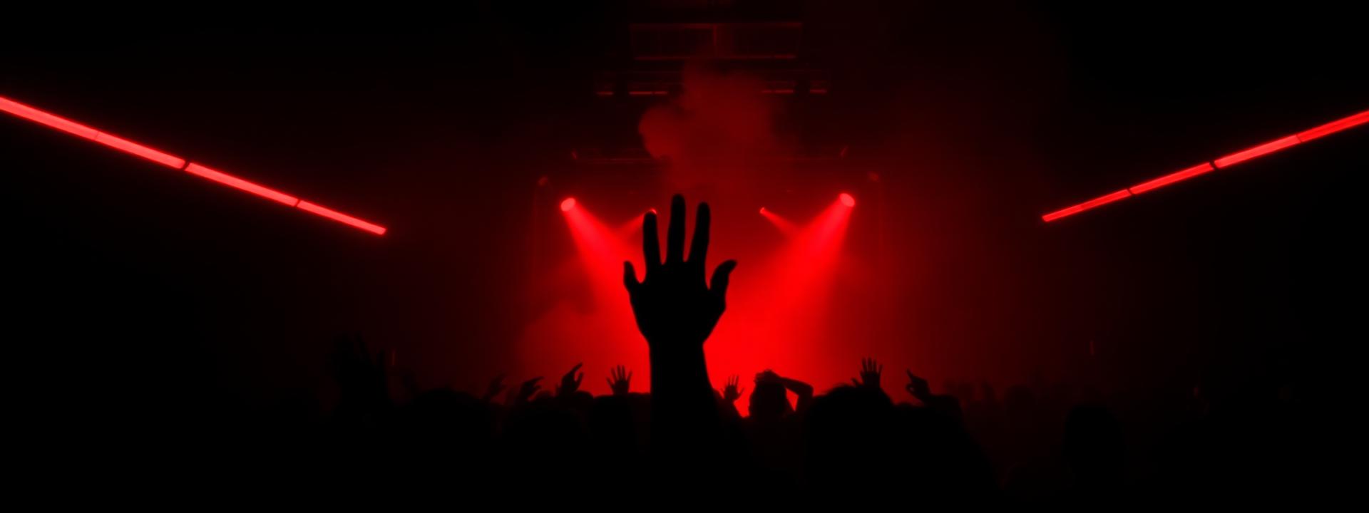 Crimson stage lights